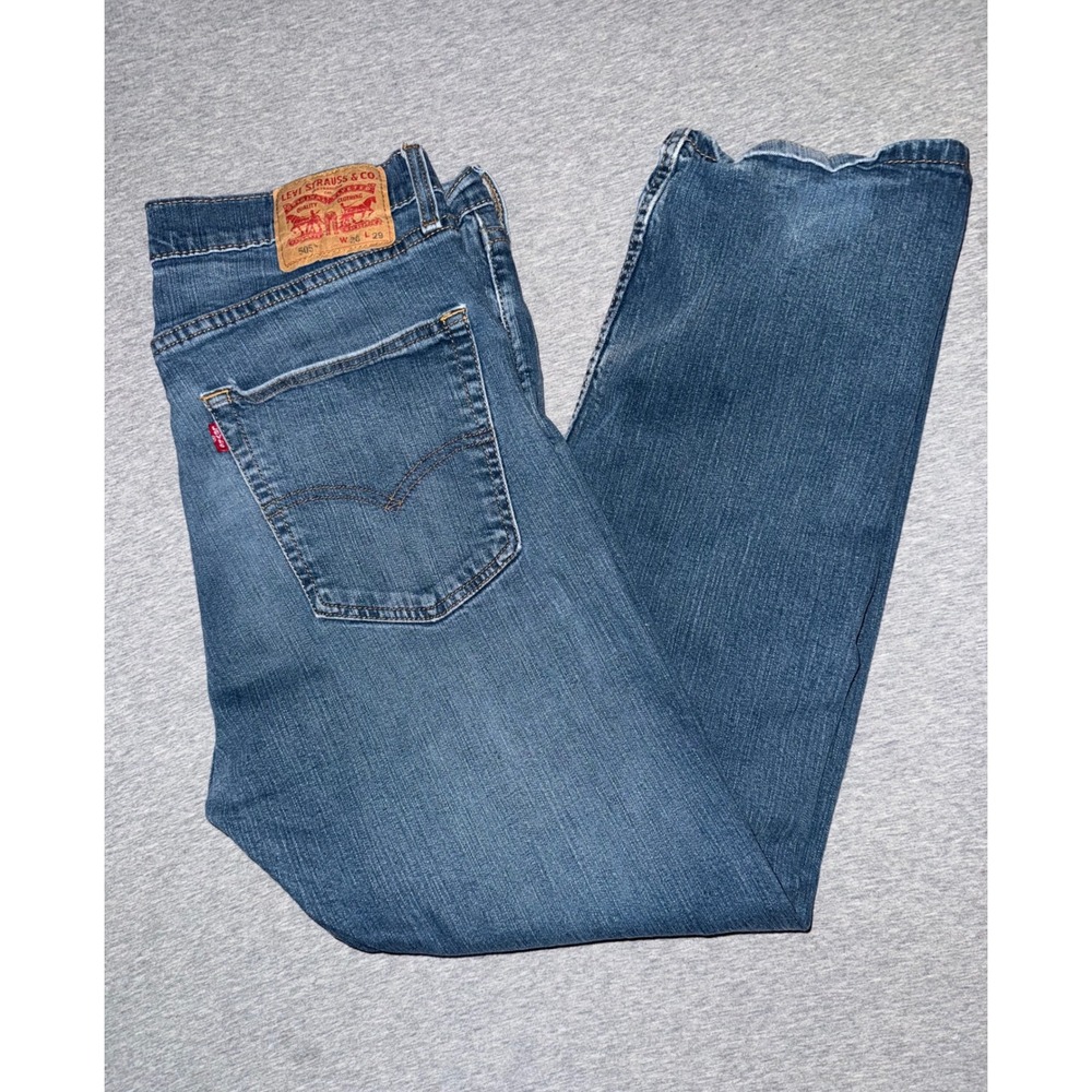 Levis 505 Mens Regular Straight Jeans Size 36x29 Medium Wash Soft Comfortable
